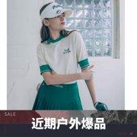 ✈ 2023 ใหม่เกาหลี MALBON Golf เสื้อผ้าผู้หญิงแขนสั้นผ้าไหมน้ำแข็งถักกระชับสัดส่วนสไตล์วิทยาลัย