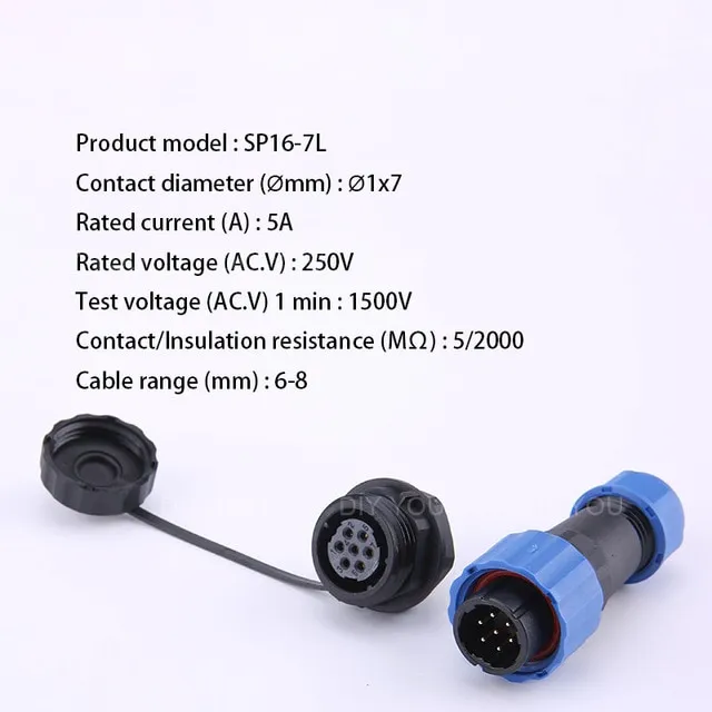 Sp16 Ip68 Waterproof Connector Male Plug And Female Socket 23456789 Pin Panel Mount Wire 2003