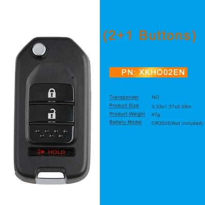 For Xhorse XKHO02EN Car Remote Key Fob 2+1 Button for Honda Type for VVDI Key Tool
