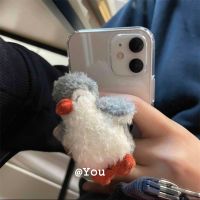 Korean Plush Little Penguin Phone Holder For iphone 14 13 11 12 Pro Max Ins Cartoon Cute Phone Case Grip Stand Stuffed Bracket Selfie Sticks