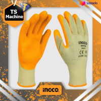 INGCO ถุงมือผ้า เคลือบยางโพลีเอสเตอร์ Size XL รุ่น HGVL03 ( Latex Coated Gloves )