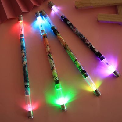 1pc Luminous Cartoon Spinning Pen Brighter Colorful Rolling Finger Rotating Pen Student Study Stationery Releasing Pressure Toys