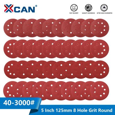 XCAN 5 Inch 125mm 8 Hole 40-3000 Grit Round Shape Sanding Discs Buffing Sheet Sandpaper 8 Hole Sander Polishing Pad Cleaning Tools