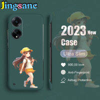 Jingsanc สำหรับ Reno 10 Pro + 8Z 8 7Z 7 6 5 2Z 2 A98 5กรัม A78 A76 A55 A58 A96 A31ค้นหา X5 Pro Plus 5G 4G เคสโทรศัพท์สาวน้อยน่ารักแบบด้านสีลูกกวาดพีซีไร้กรอบ m001-2เคสสีเขียวเข้มฤดูใบไม้ร่วง