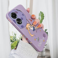 เคส PMP เคส Hp สำหรับ OPPO A78 4G A78 4G เคสโทรศัพท์การ์ตูนดวงจันทร์น่ารักลายขอบสี่เหลี่ยมปลอกซิลิโคนของเหลวเคสป้องกันกล้องคลุมทั้งหมด