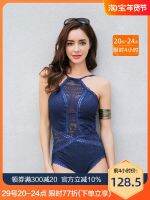 [COD] PRIDONNA one-piece swimsuit sexy lace hollow backless gathered conservative hot spring female super slim