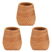 3X Rattan Chopsticks Tube Shovel Spoons Bucket Dinner Knives Forks Tableware Baskets Organizer C