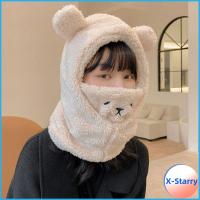 หมวกบีนนี่กำมะหยี่อบอุ่นน่ารัก X-STARRY ที่ปิดหูหมวกมีหูหมีหมวกแก็ปหมวกหน้าหนาว