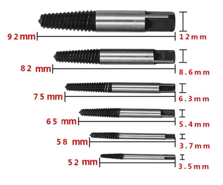 ชุดถอนเกลียว-set-6-ดอกถอนเกลียวซ้าย-screw-extractor-ดอกถอนเกลียว-ที่ถอดสกรู-เซ็ต-6-ชิ้น-ขนาด-3-6-มม-พร้อมส่งy7