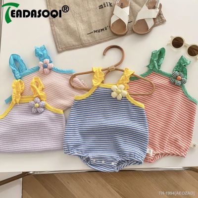 ✾▲❣ Bodysuits listrados de bebês recém-nascidos macacão infantil roupas criança 0-24M flor 3D fofo 85 algodão