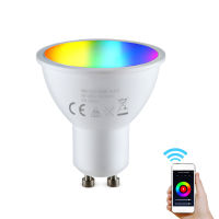 หลอดไฟอัจฉริยะ WiFi 5W,สปอตไลท์ไร้สายภายในอาคาร2800K-6200K RGB ไฟ LED หลากสีควบคุมด้วยแอปรีโมทควบคุมด้วยเสียงใช้ได้กับ Google Home/ Alexa