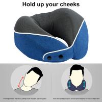 1 Set Neck Pillow Slow Rebound Full Filling Neck Cushion Invisible Zipper Button Closure U Shaped Ergonomic Curve Travel Pillow Travel pillows