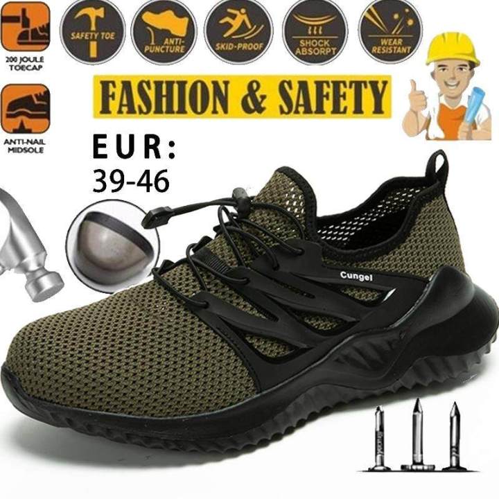 รองเท้าเพื่อความปลอดภัยสำหรับชาย-breathable-รองเท้าสำหรับทำงานความปลอดภัยในการก่อสร้างรองเท้าผ้าใบหมวกนิรภัยเหล็กความปลอดภัยรองเท้า