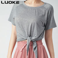 LUOKE เสื้อยืดเล่นกีฬามิลลิเมตรไขมันของผู้หญิง,เสื้อโยคะแห้งเร็วแขนสั้นสำหรับใส่ออกกำลังกายทรงหลวมบางสำหรับฤดูร้อน