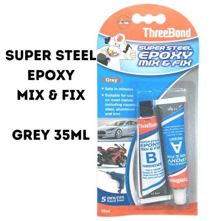 100 Original Threebond Super Steel Epoxy Mix And Fix 35ml Grey Threebond