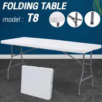 ACE โต๊ะพับได้ โต๊ะสนาม อลูมิเนียม รุ่น T8 Folding Outdoor Table ขนาด 180x76x74 ซม. กันแดด กันฝน ใช้งานภายนอก โต๊ะวางของยาวๆ โต๊ะขายของ โต๊ะขายของตลาด Folding Table