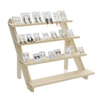 Portable Wooden Retail Table Display Stand for Market Craft Shows Tradeshows Earring &amp; Ring Display Rack 2/3/4-Tier Jewelry Pack