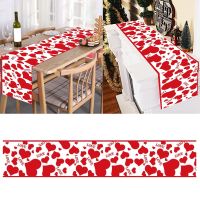 Heart Print Tablecloth Table Runner Wedding Dinner Banquet Home Decoration Red Valentines Day Home Decor Festival #50g
