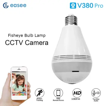 Surveil hd bulb light wireless ip camera fisheye panoramic 2024 mini lamp ir cctv home security camera