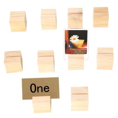 10pcs Natural Wood Numbers Photo Display Stand Business Card Holder Message Name Memo Clips Office Desk Organizer Dinner Party
