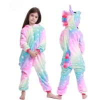 Cartoons Kids Pajamas Unicorn Sleepwear Pyjama Party Cosplay Costume Whit Shoes