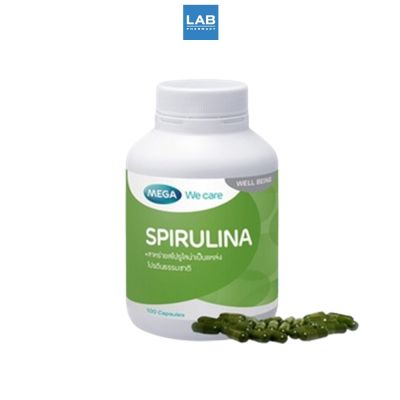 Mega We Care Spirulina 500mg.100 capsules -เมก้า วี แคร์ สาหร่ายสไปรูลิน่า 500 มิลลิกรัม ขนาด 100 เม็ด