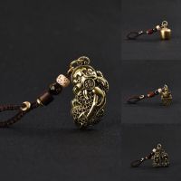 Handmade Rope Lucky Feng Shui Hanging Vintage Brass Bodhi Pixiu Bag Keychain Pendant Jewelry  Gourd Car Key Chain accessories Key Chains
