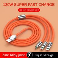 1.2 Meter 120w Super Fast Charge 1 To 3 Multifunctional Liquid Silicone Quick Charge Usb Cable For Iphone Xiaomi Huawei Samsung