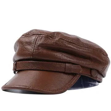 Newsboy Cap Men Duckbill Visor Hat Winter Autumn Warm Flat Caps Man  Breathable Outdoor Berets Pu Leather