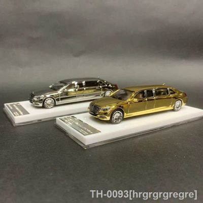 ۩☏◆ hrgrgrgregre hunters 1:64 modelo de carro s600 pullman 6 portas-cromo prata e ouro ltd 599