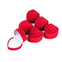 Mini Cute Red Heart Shaped Velvet Ring Box