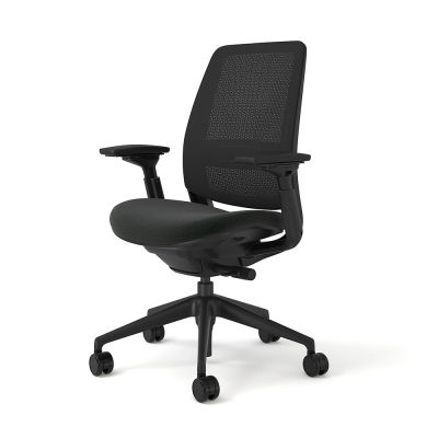 Modernform เก้าอี้เพื่อสุขภาพ รุ่น SERIES 2 พนักพิงกลาง มี Lumba Support หุ้มผ้า 3D Microknit สีดำ โครงดำ เบาะผ้าสีดำ รับประกัน 12 ปี