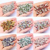 (CIUYA)100ชิ้น/ล็อต4 6 8 10มม. Multicolor Rhinestone Rondelle คริสตัลลูกปัดสำหรับเครื่องประดับทำสร้อยข้อมือ DIY อุปกรณ์เสริมสร้อยคอ