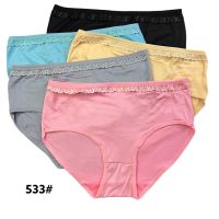 เอว 30-32นิ้ว กางเกงในผู้หญิง (แพ็ค 10ตัว) คละสี แต่งขอบลูกไม้ ผ้านิ่ม ใส่สบาย สีสวยทุกสี