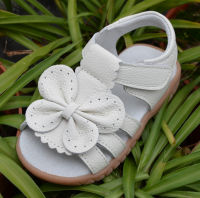 2019 new genuine leather girls sandals white summer walker shoes with butterfly antislip sole kids toddler 12.3-18.3 insole