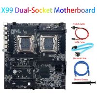 X99 Dual-Socket Motherboard LGA2011-3 Dual CPU Support DDR4 Memory+SATA Cable+Switch Cable+Network Cable+Thermal Grease