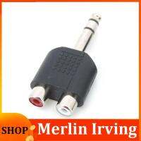 Merlin Irving Shop 6.35 / 6.5 mm Male to Dual RCA Female audio and video adapter connection lotus three split RCA RF connector AV