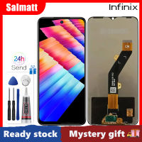 Salmatt ต้นฉบับสีดำ6.56นิ้วสำหรับ Infinix 30i ร้อน X669เปลี่ยนชิ้นส่วนจอสัมผัสแอลซีดีของเครื่องแปลงดิจิทัล X669D X669C กรอบกลางสำหรับ X669D X669C X669