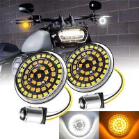 NLpearl ไฟเลี้ยวหน้าหลัง LED มอเตอร์ไซค์,สำหรับ Harley Touring Electra Glide Road King พร้อมไฟวิ่งสีขาว