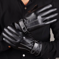 ร้อนฤดูหนาวผู้ชายหนังกลับถุงมือข้อมือแฟชั่นใหม่ของแท้หนังกลับถุงมือขนสัตว์ซับจักรเย็บผ้าที่อบอุ่นขับรถขี่ขี่ Col
