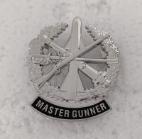 tomwang2012.US ARMY MASTER GUNNER SILVER INSIGNIA IDENTIFICATION BADGE PIN