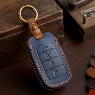Car Key Case Genuine Leather Cover for Jeep Renegade Grand Cherokee Dodge Charger Ram 1500 2500 3000 Challenger Chrysler Journey