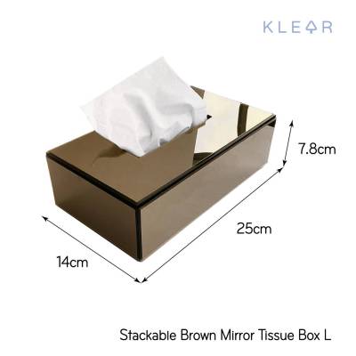 KlearObject Stackable Brown Mirror Tissue Box-L กล่องใส่ทิชชู่แบบยาว กล่องทิชชู่สีทอง เงางาม กล่องทิชชู่กระจกสีชา กล่องอะคริลิค กล่องใส่ทิชชู่  กล่องทิชชู่