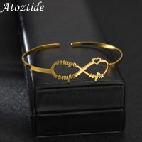 Atoztide Bracelet Personalized Custom Name Number 8 Shape Fashion Bangle Stainless Steel for WomenSummer Jewelry Birthday Gift