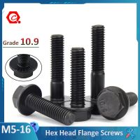 High-Strength Grade 10.9 Steel Flanged Hex Head Screws Frame Hex Head Bolts Black M5 M6 M8 M10 M12 M14 M16