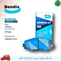 ผ้าเบรคหน้า TOYOTA นิว-อัลตีส08 ,14 ยี่ห้อ (เบนดิก Bendix GCT) DB1802 ( 1กล่อง = 4ชิ้น )