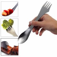 1Pc 3 In 1 Spoon Fork Cutter Travel Camping Hiking Picnic Utensils Plastic Spork Combo Travelling Gadget Cutlery Tableware Flatware Sets