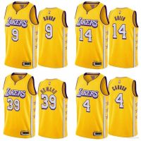 เสื้อคุณภาพสูง เสื้อกีฬาบาสเก็ตบอล แขนกุด ลายทีม NBA Jersey LA Lakers Rondo Howard Caruso สีเหลือง สไตล์คลาสสิก