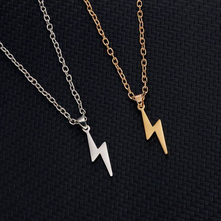 Rinhoo Stainless Steel Necklace For Women Men Long Chain Small Lightning  Pendant Necklace Party Ornament Jewelry Gift 