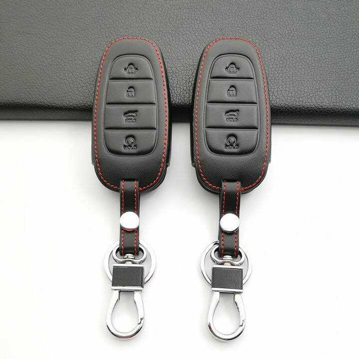 leather-car-key-case-for-hyundai-palisade-grandeur-azera-elantra-gt-kona-2018-2019-smart-remote-fob-protector-cover-accessories